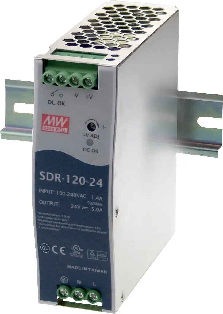 Блок питания MEAN WELL SDR-120-12 на DIN-рейку, 12 В постоянного тока, 10 А, 120 Вт