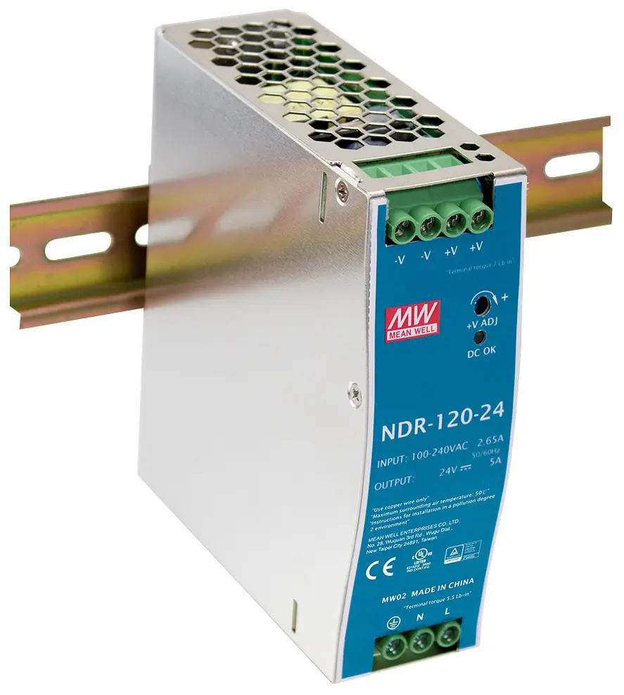 Блок питания MEAN WELL NDR-120-12 на DIN-рейку, 12 В, 10 А, 153 Вт
