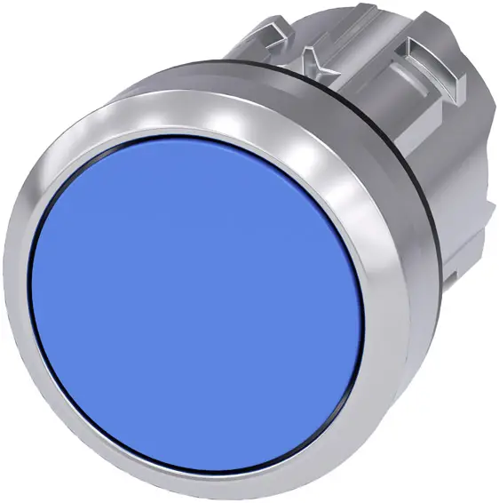 Siemens 3SU10500AB500AA0 3SU1050-0AB50-0AA0 Кнопка, металеве переднє кільце, блискуча, виконавчий механізм, плоска кнопка, синя 1
