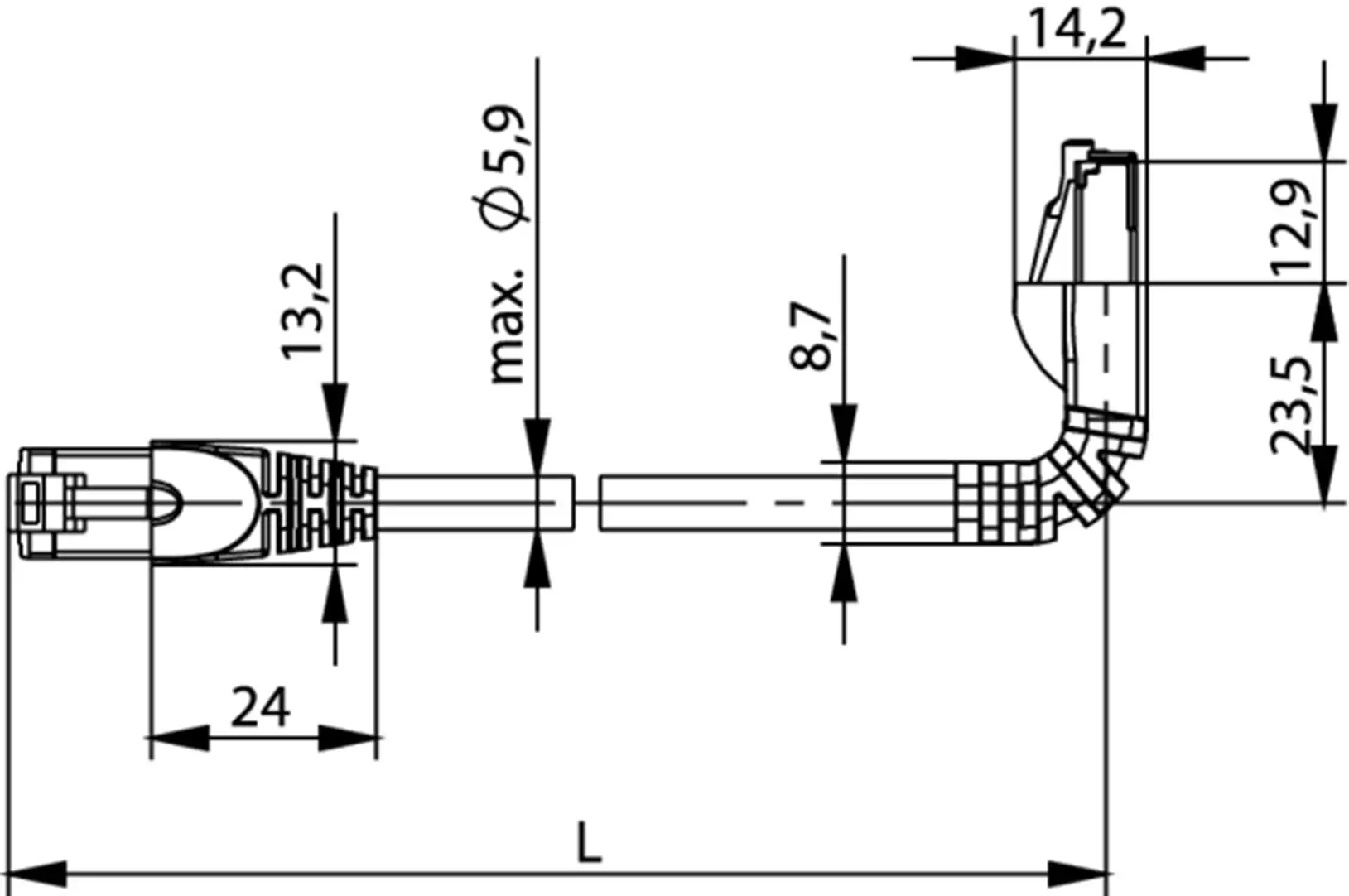 LAN-кабель Telegärtner 100008305, 1 шт., RJ45, CAT 6a, S/FTP, 2.00 м, сірий