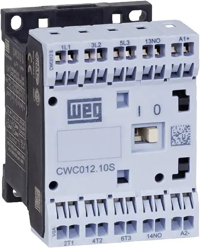 Контактор WEG CWC07-10-30D24S, 3 нормально разомкнутых контакта, 3 кВт, 230 В/переменного тока, 7 А, вспомогательный контакт. Подх
