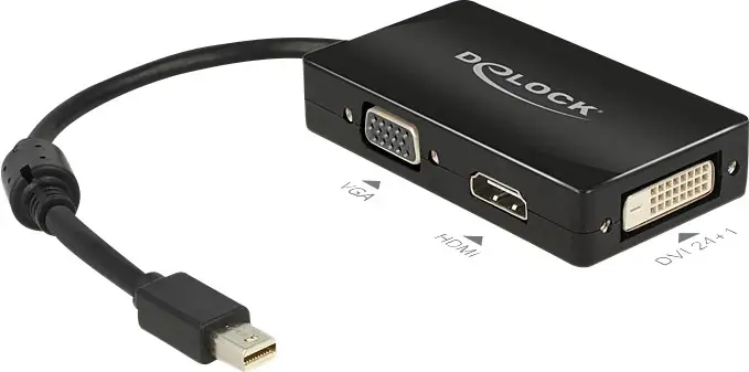 Адаптер Delock 62631 DisplayPort, VGA, HDMI, DVI 62631, 1x роз'єм mini-DisplayPort - 1x роз'єм VGA, HDMI, DVI 25-контактний