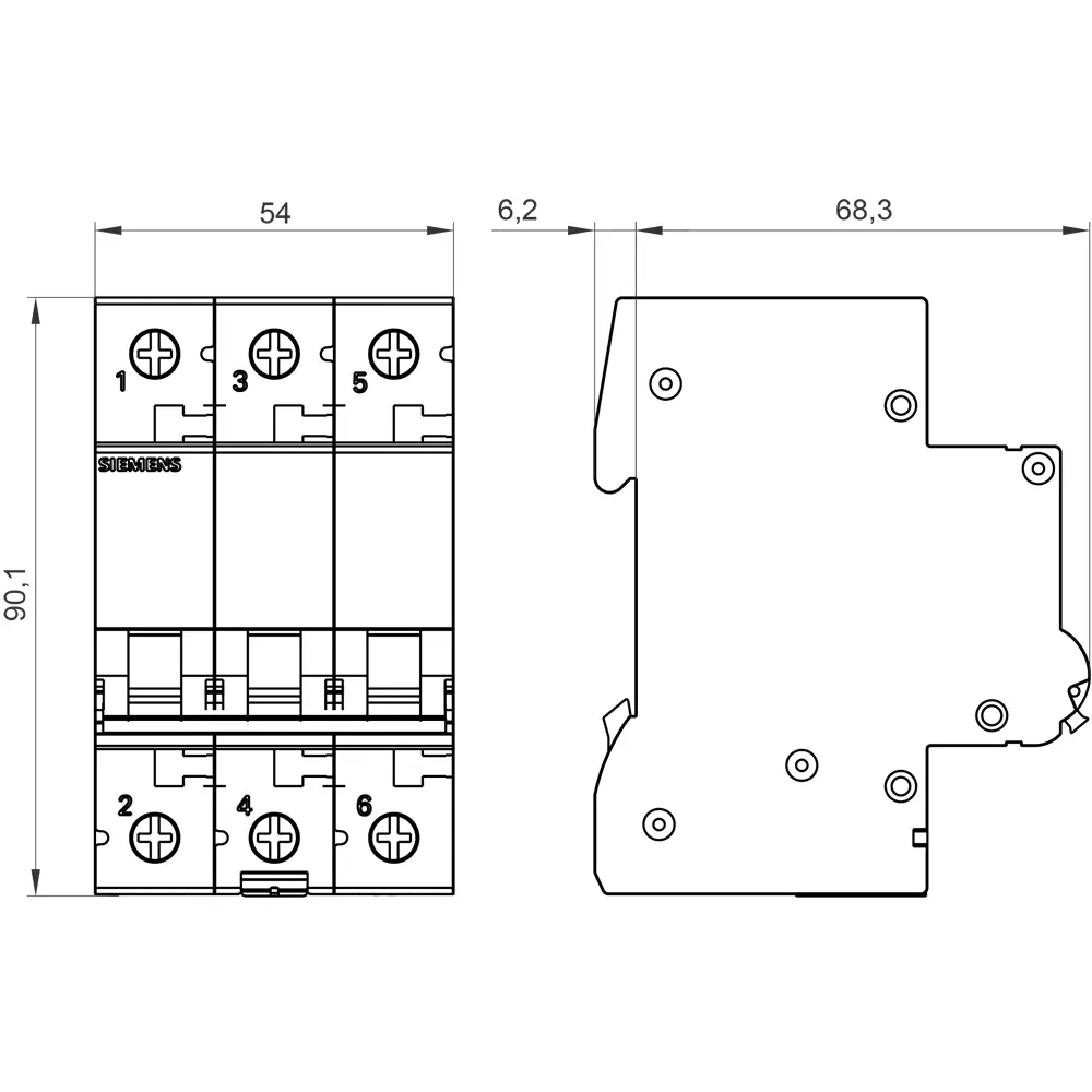 Автоматический выключатель Siemens 5SL43206 5SL4320-6, 3 контакта, 20 А, 400 В.