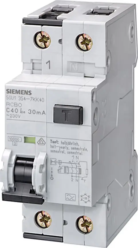 Диференціальний автоматичний вимикач Siemens 5SU13546KK06, 2 контакти, 6 A, 0,03 A, 230 V