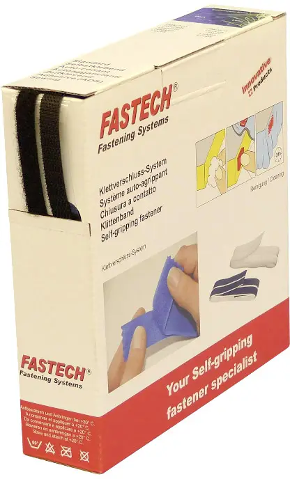 Лента на липучке FASTECH® B10-SKL999910 для термосклеивания, элемент с петлями и крючками (Д x Ш) 10 м x 10 мм, черная, 10 м