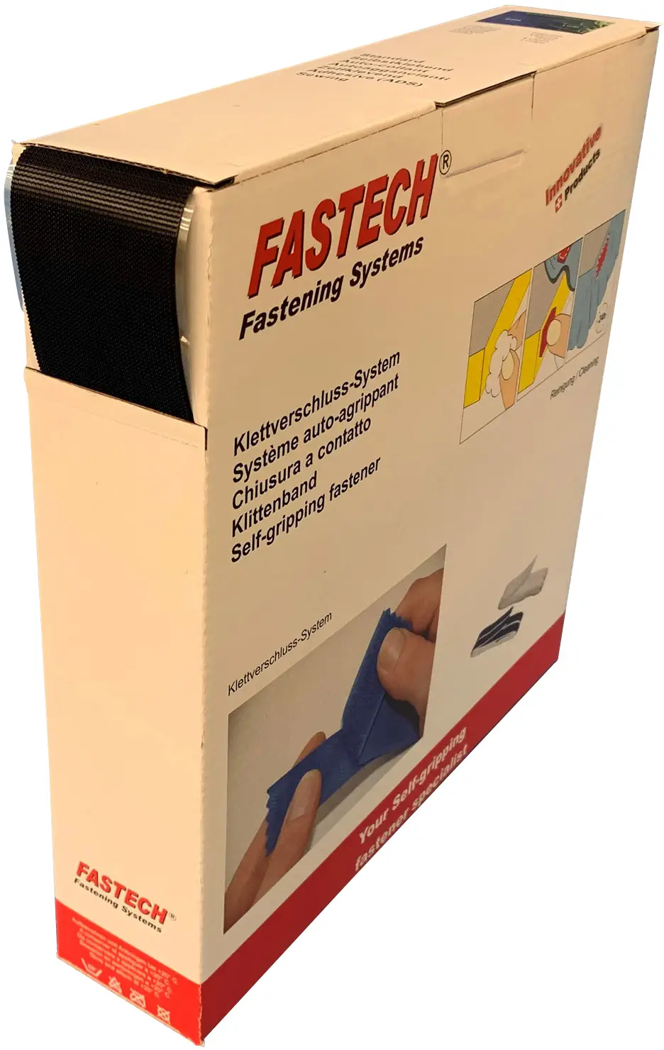 FASTECH® B50-SK-ETN32CB25 Стрічка-липучка для мікрогачків з термоклеєм (Д x Ш) 25 м x 50 мм чорна 25 м