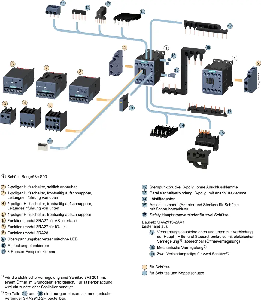 Контактор Siemens 3RT2018-1BB41, 3 НО, 7,5 кВт, 24 В/DC, 16 А, допоміжний контакт. Підходить для реле марки: Siemens, 1 шт.