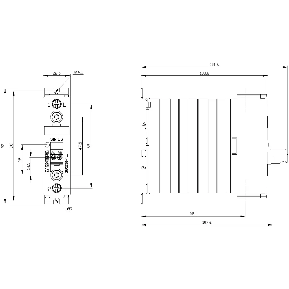 Твердотельное реле Siemens 3RF2320-1AA04 с нулевым переключением, 1 НН, 20 Вт, 20 А. Подходит для реле марки Siemens. 1 шт.