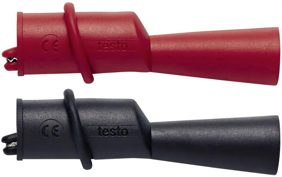 Набор зажимов типа «крокодил» testo 0590 0009, CAT III 1000 В, CAT IV 600 В, черный, красный.