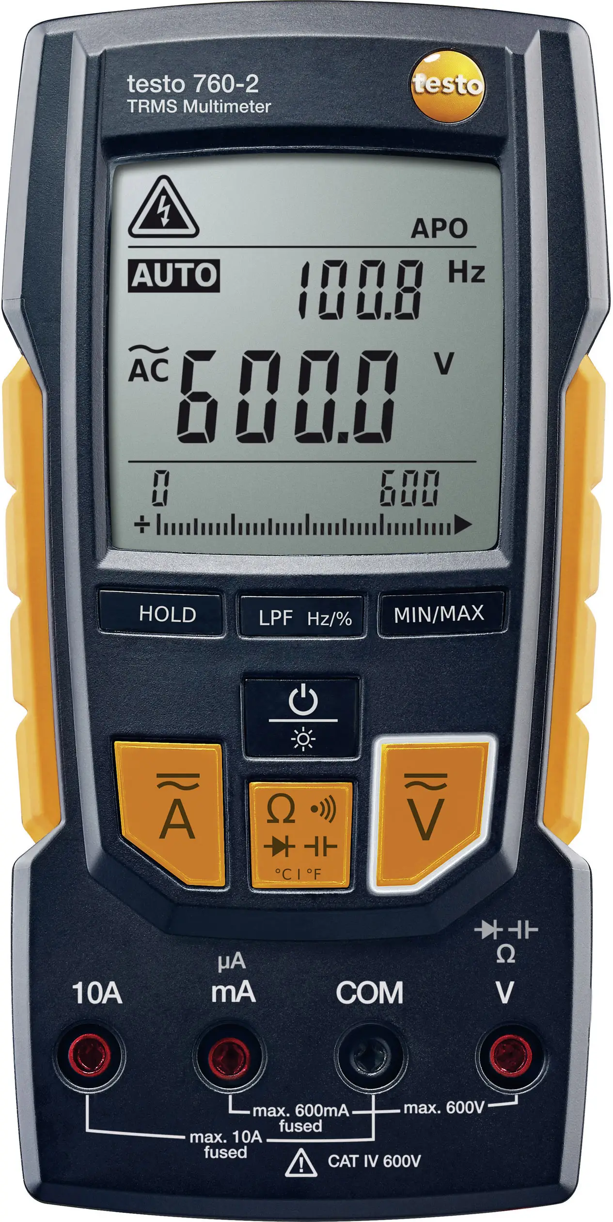 Цифровой мультиметр testo 760-2, проверка целостности цепи, с подсветкой, класс защиты CAT III 1000 В, класс защиты CAT IV 600 В.