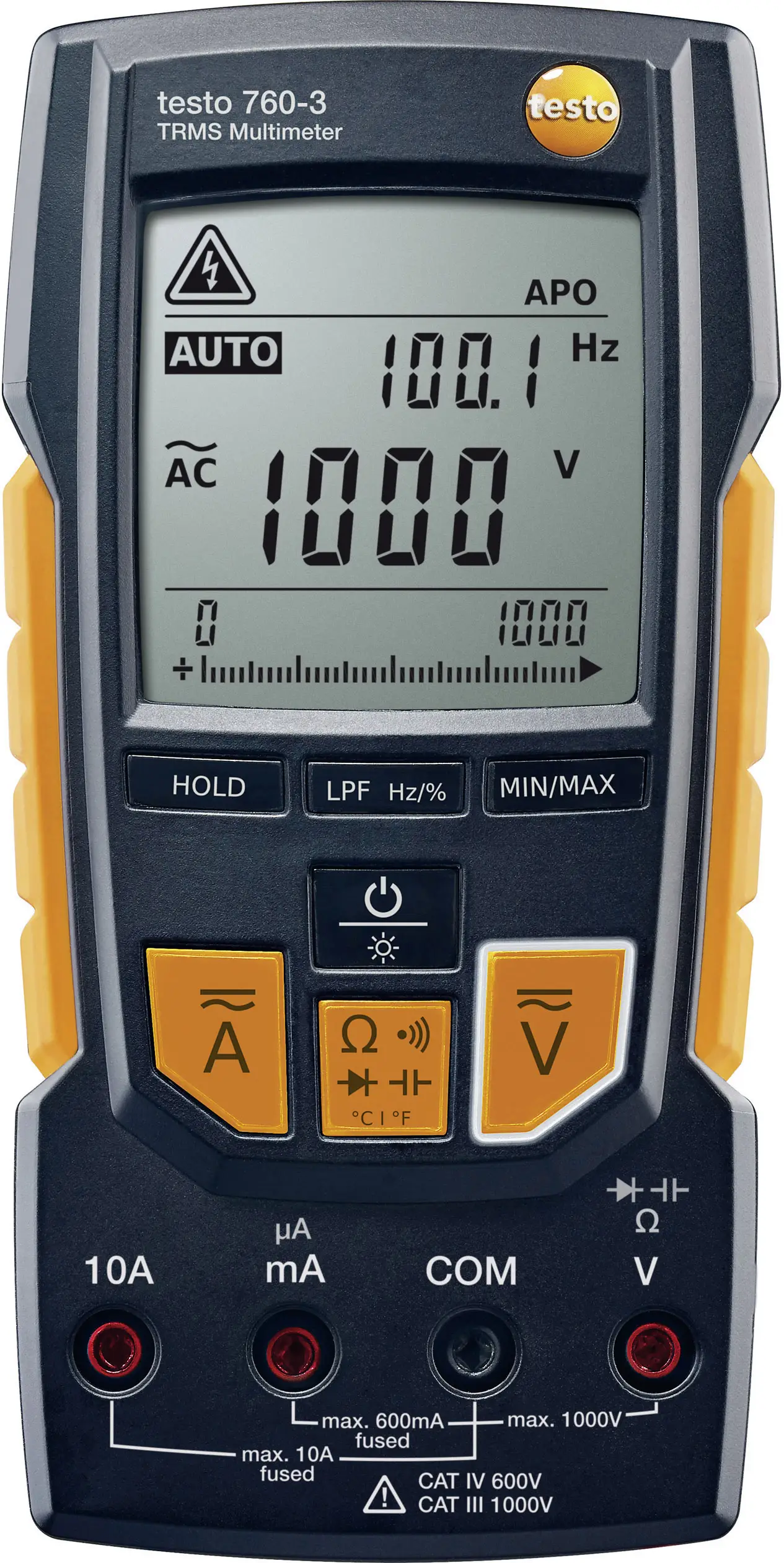 Цифровой мультиметр Testo 760-3 с подсветкой, степень защиты IP54, память на мгновенные значения, класс защиты CAT III 1000 В, кла