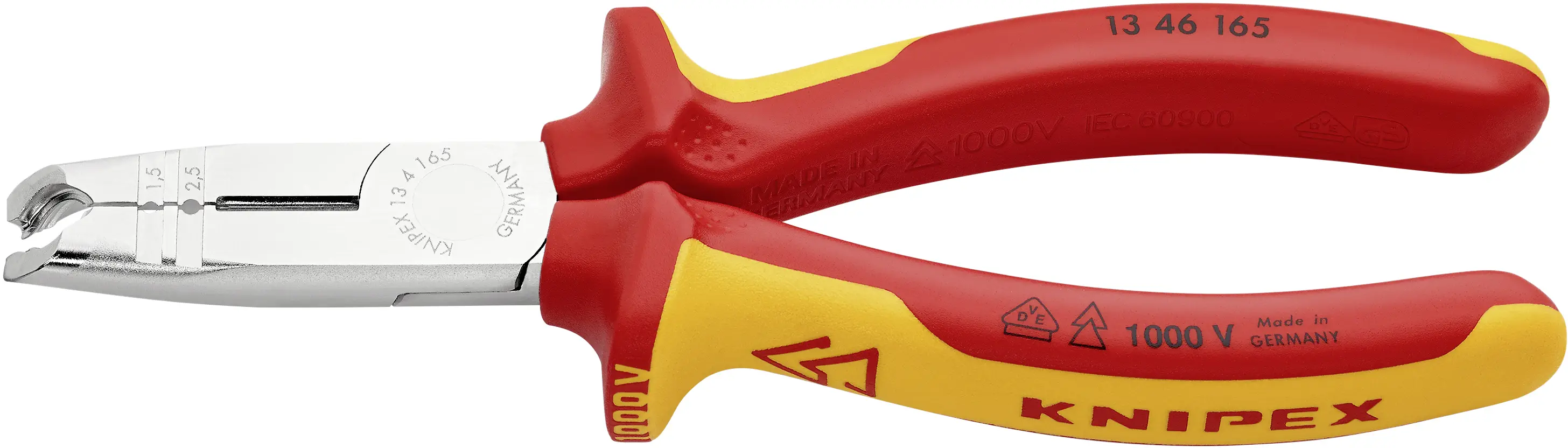 Инструмент для зачистки проводов Knipex 13 46 165, диаметр проводов от 8 до 13 мм, твердость по Роквеллу 61 HRC.