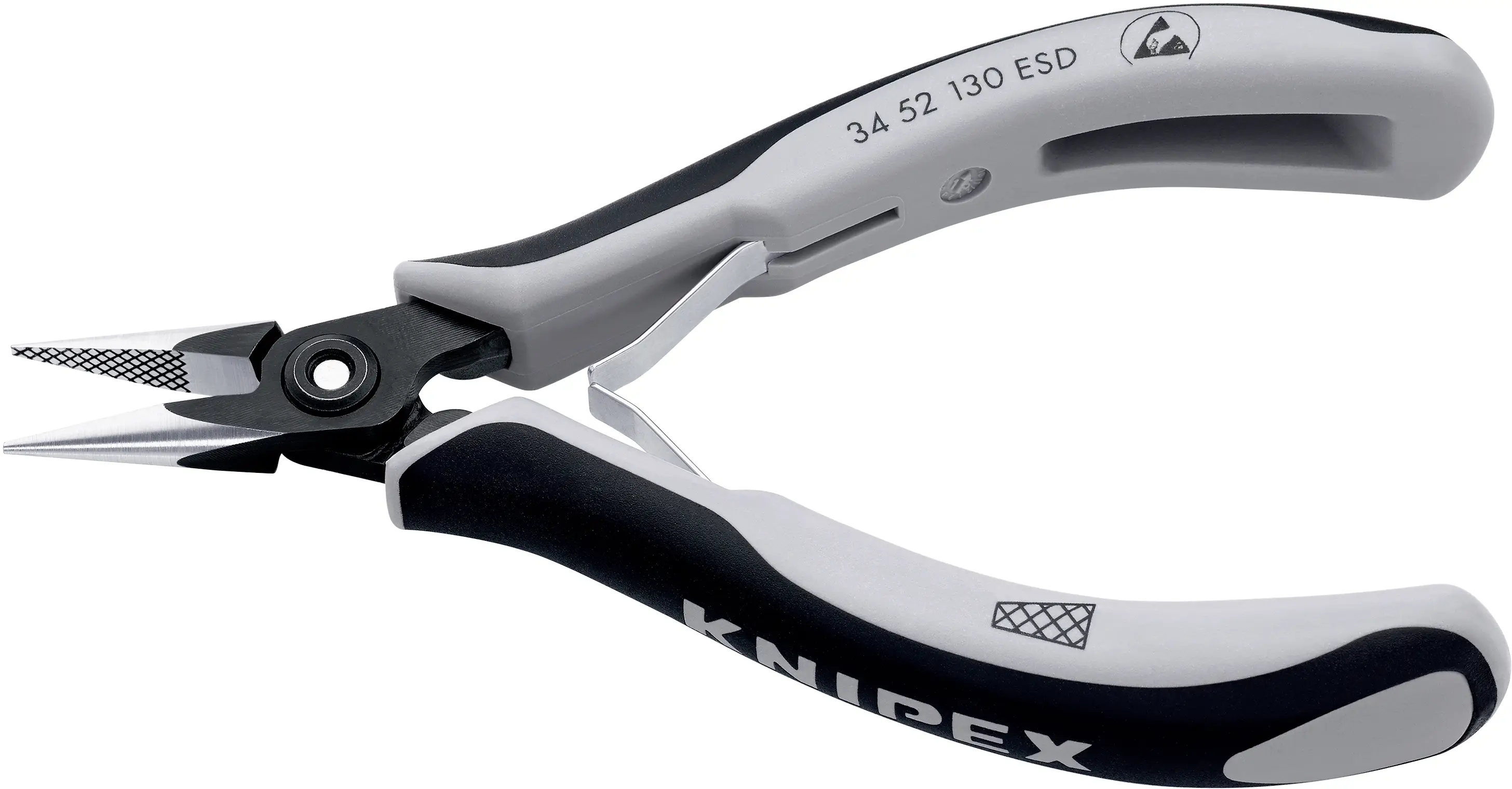 Плоскогубці Knipex 34 52 130 ESD ESD з плоскими закругленими губками, хром-ванадієва сталь, підшипники 130 мм