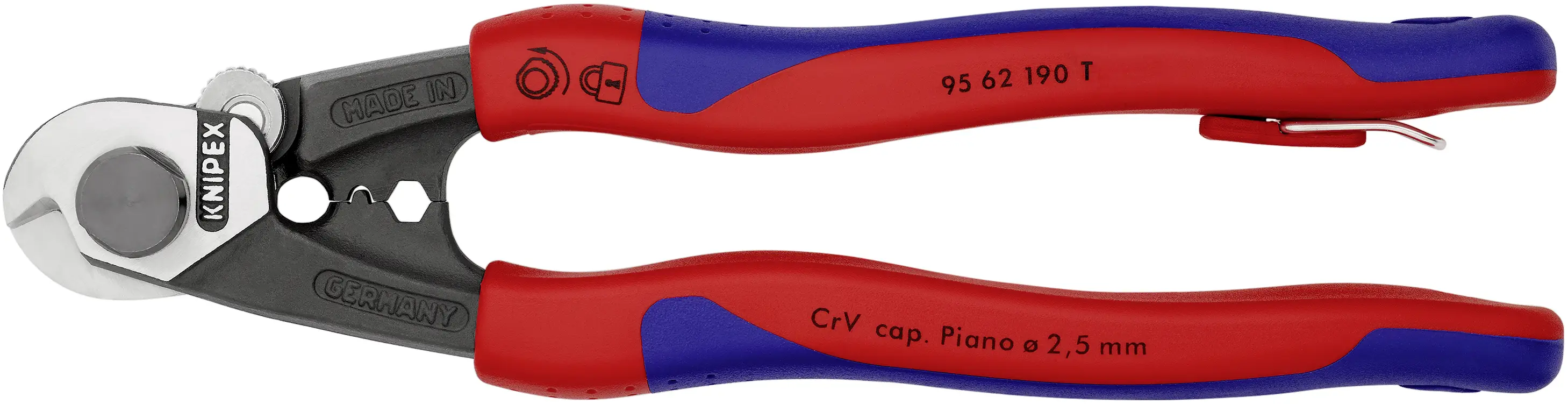 Кусачки для стального кабеля Knipex 95 62 190 T 190 мм