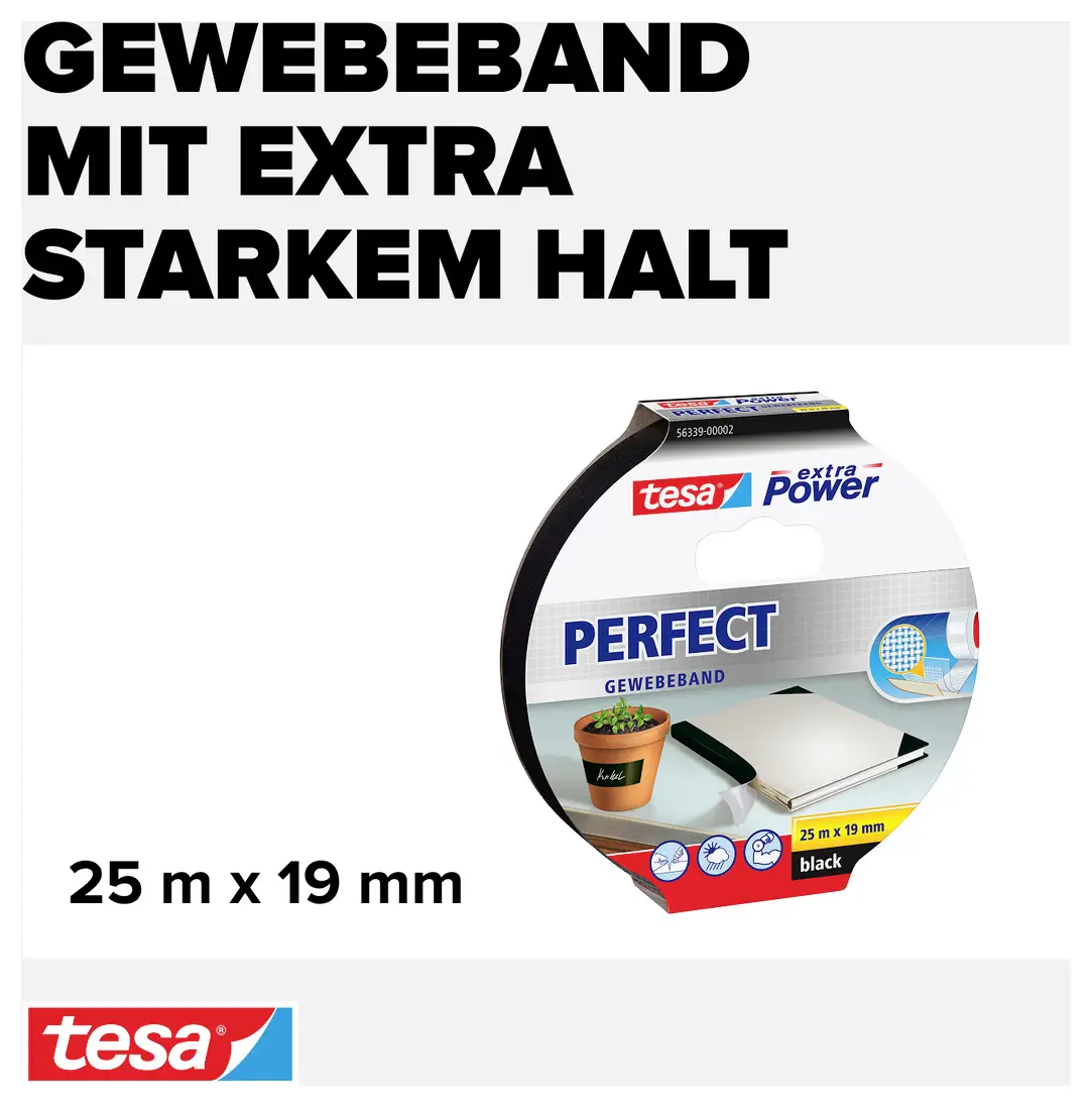 Лента Tesa из ткани Tesa® Extra Power 56339-00002-01 ИДЕАЛЬНАЯ (Д x Ш) 25 м x 19 мм 25 м 1 шт.