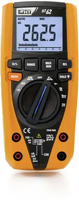 Цифровий мультиметр HT Instruments HT62 з підсвічуванням, вимірюванням ємності, перевіркою цілісності кола, пам'яттю миттєвих знач