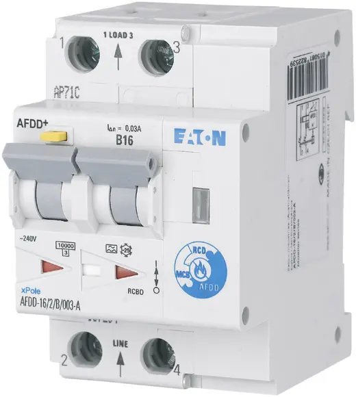 Пожежний вимикач Eaton 187204, 2 контакти, 16 A, 0,03 A, 230 В/змінного струму, 1 шт.