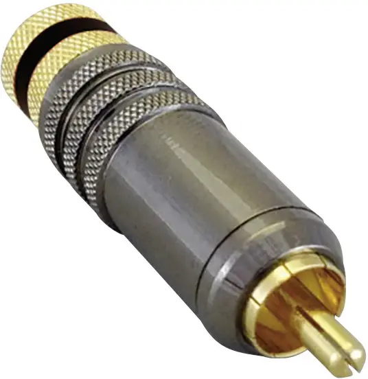 Разъем BKL Electronic 0101020 RCA/Cinch штекер, прямой штекер. Количество контактов: 2, черный, 1 шт.