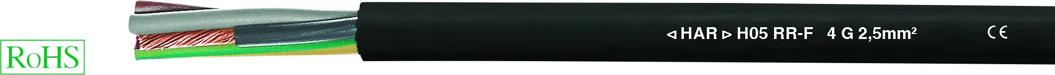 Кабель в гумовій оболонці HELU 35014, 5 G 2,5 мм², багатожильний дріт, згідно з DIN VDE 0295 Cl. 5, виготовлений з тонких дротів,