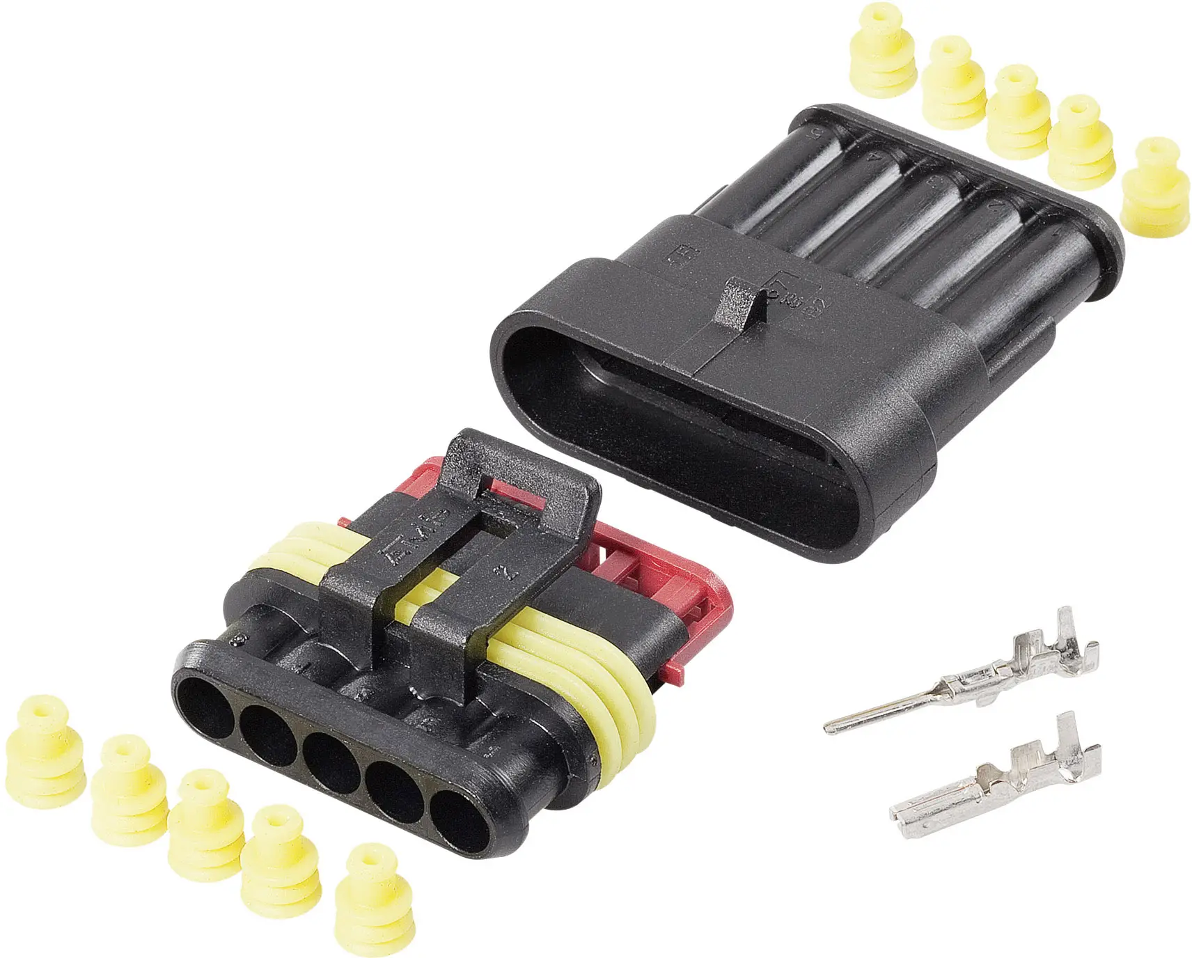 Комплект TE Connectivity Superseal AMP-Superseal серії 1.5 мм Кількість контактів 5 Розміри сітки: 6 мм 30S006 1 комплект