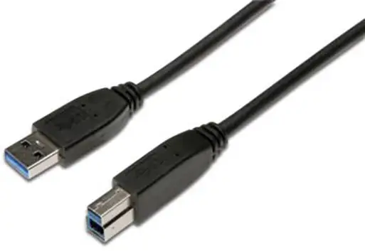USB-кабель Digitus USB 3.2 Gen1 с разъемом USB-A (папа) и разъемом USB-B (папа), длина 1,80 м, черный, круглый дизайн, тройное экр