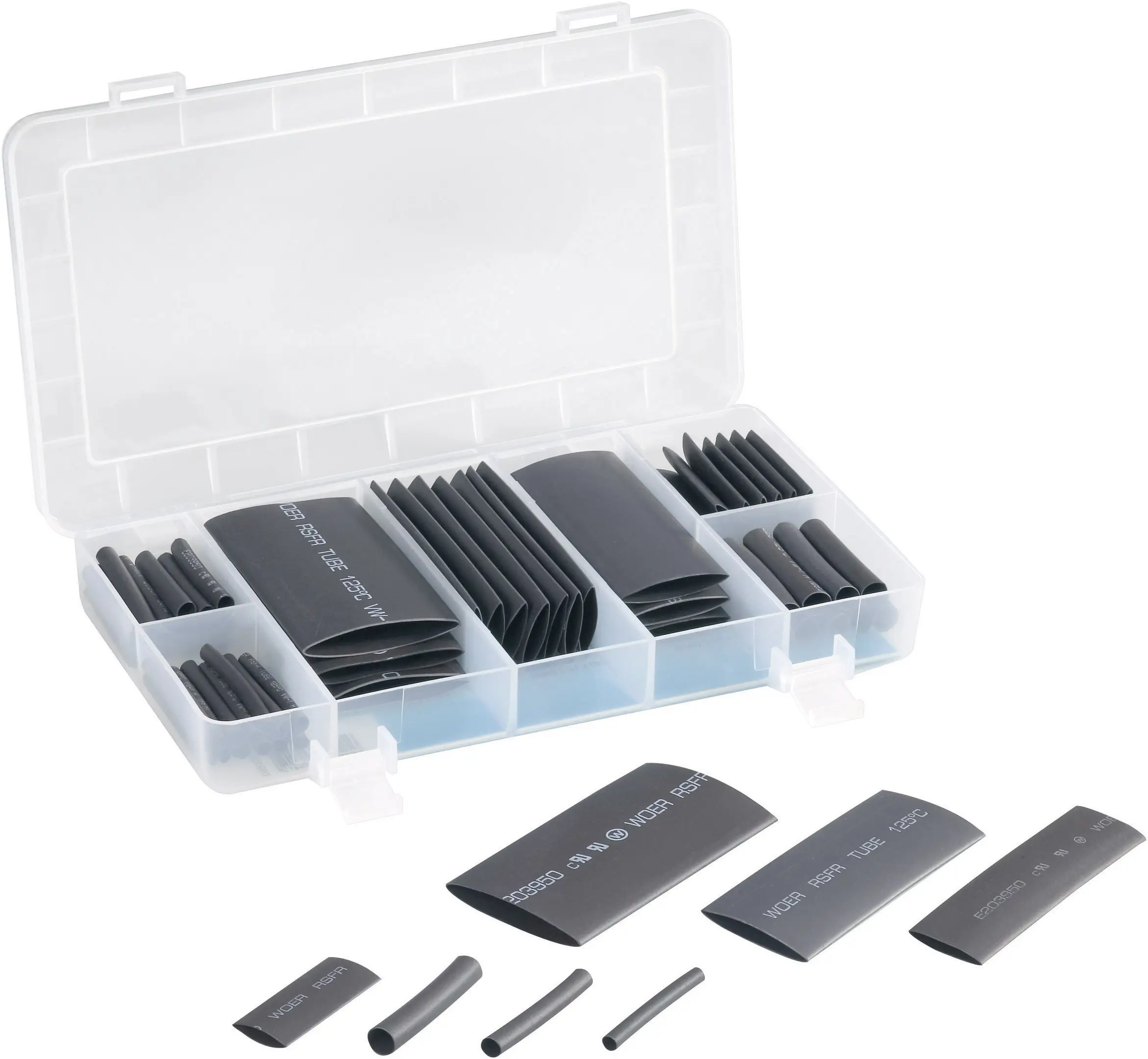 TRU COMPONENTS 1564899 Комплект термоусадочных трубок, 2:1, 63 детали