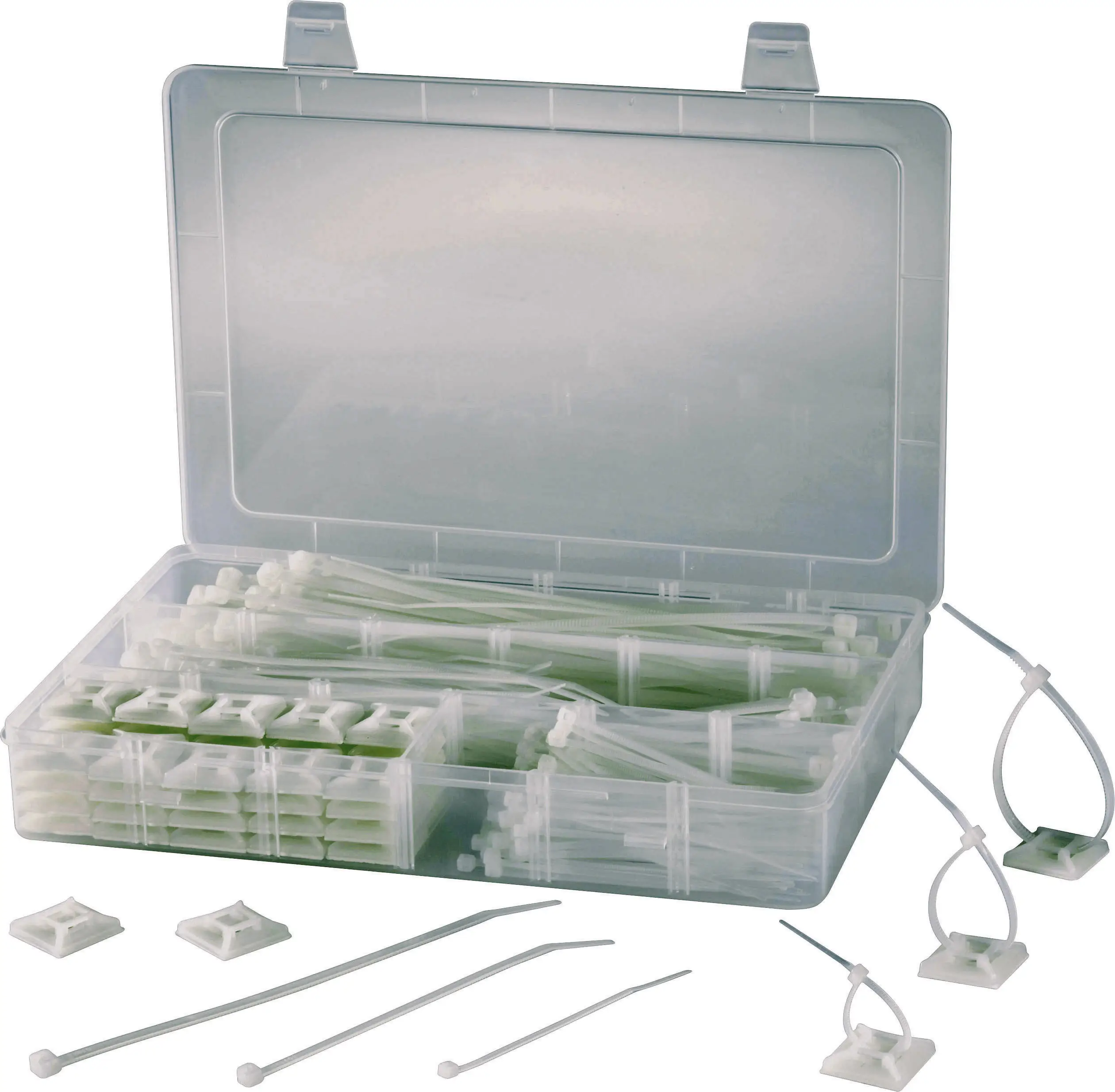 Кабельні стяжки TRU COMPONENTS EPR-350 100x2,5 мм, 142x3,2 мм, 190x4,8 мм прозорі; з клейкою основою; 1 комплект