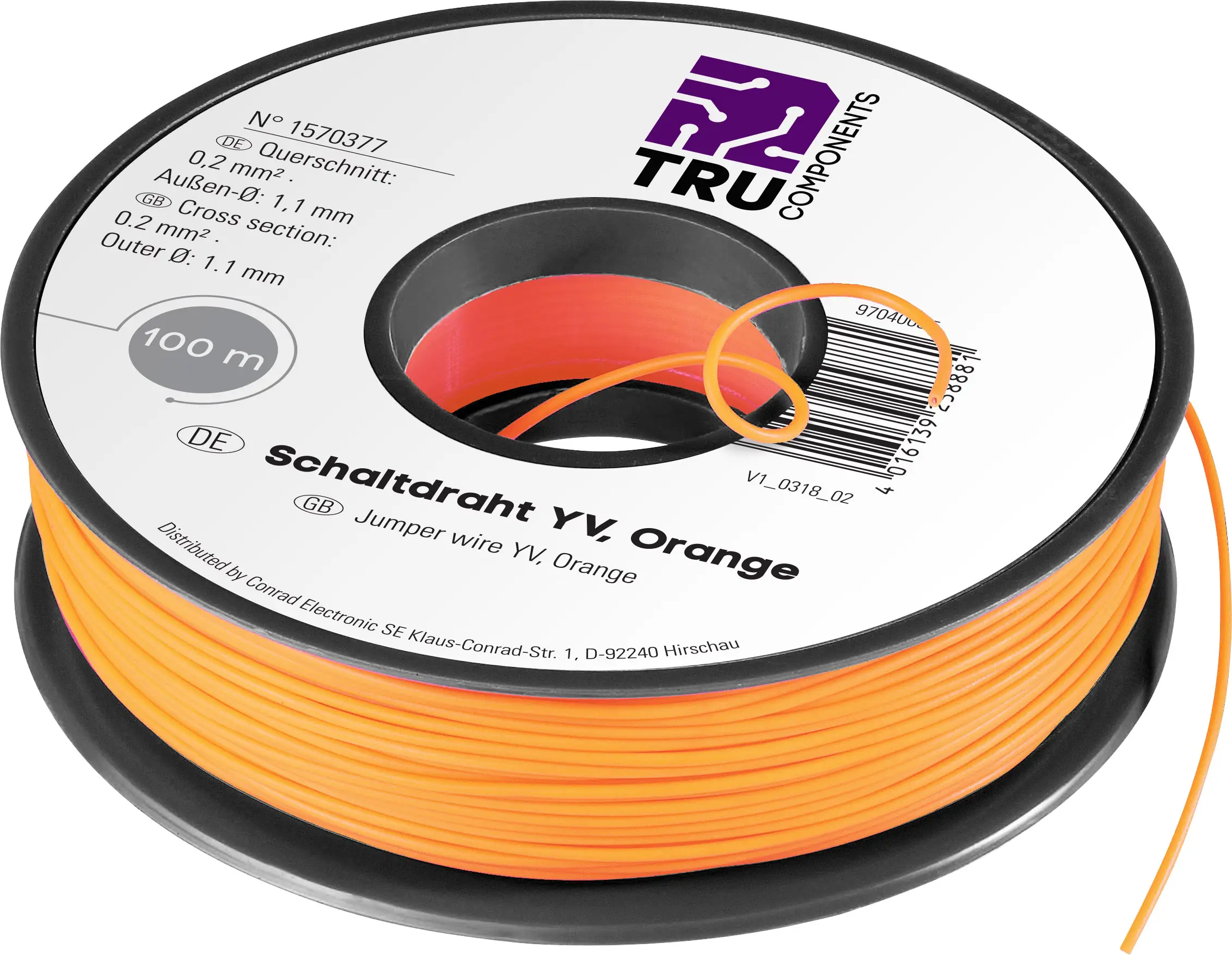 TRU COMPONENTS 1567892 Соединительный кабель Yv, 1 x 0,20 мм², 50 м