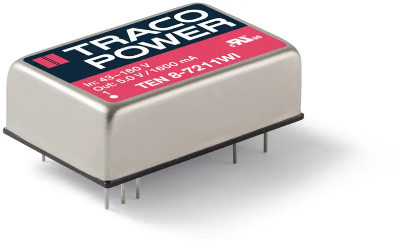 DC/DC-преобразователь TEN 8WI, 8 Вт, 4:1, TracoPower TEN 8-2411WI Вход 9-36 В/DC Выход 5 В/DC