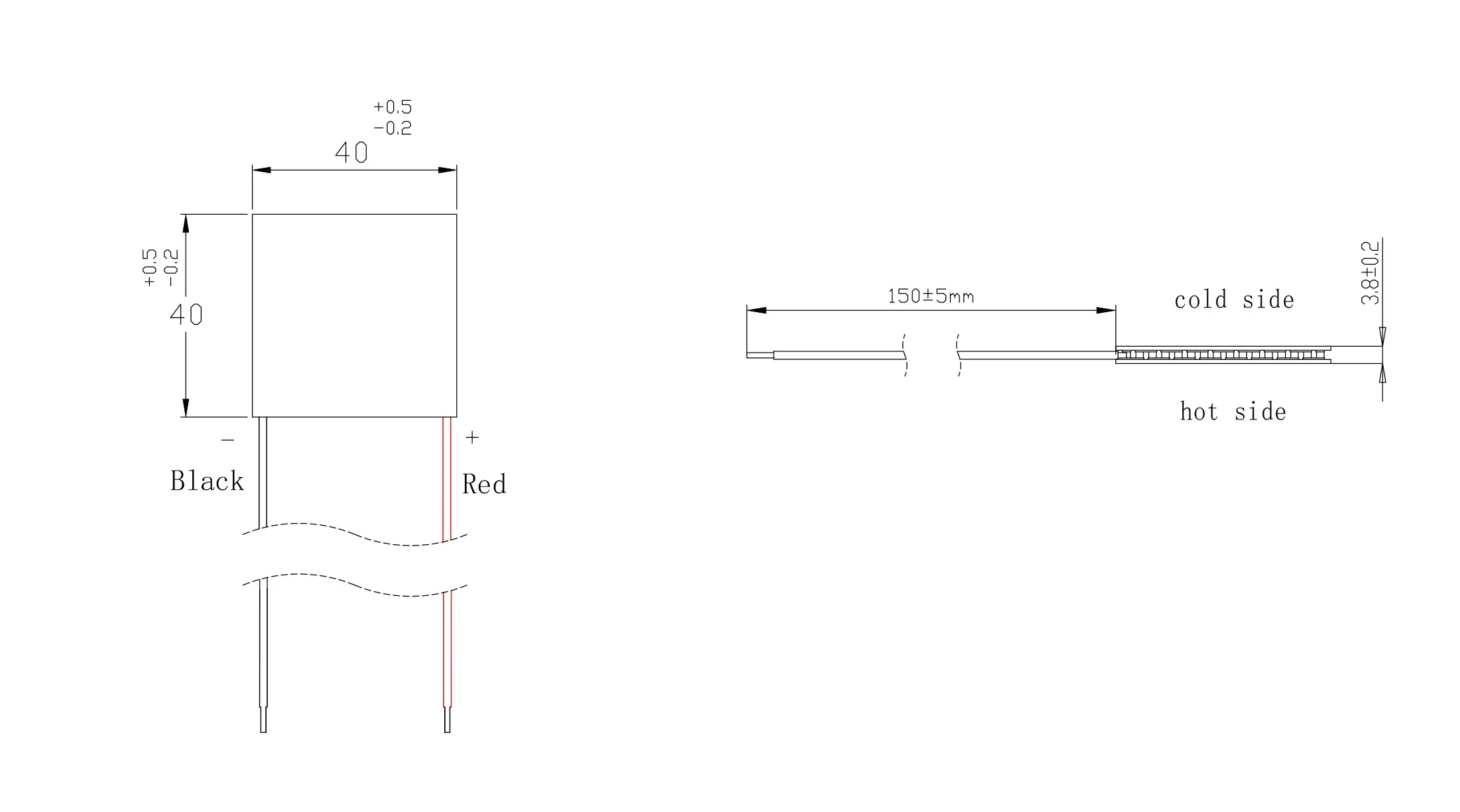 Элемент Пельтье TRU COMPONENTS 1571721 TEC1-127050, 44,7 Вт, 5 А, (Д x Ш x В) 40 x 40 x 3,9 мм