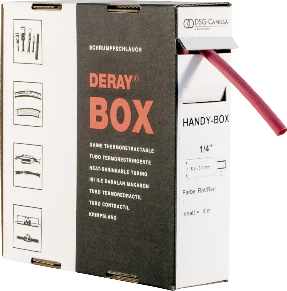DSG Canusa 8610095302 Трубка термоусадочна без клею DERAY-Box, 2:1, від 9,50 мм до 4,80 мм, 5 м
