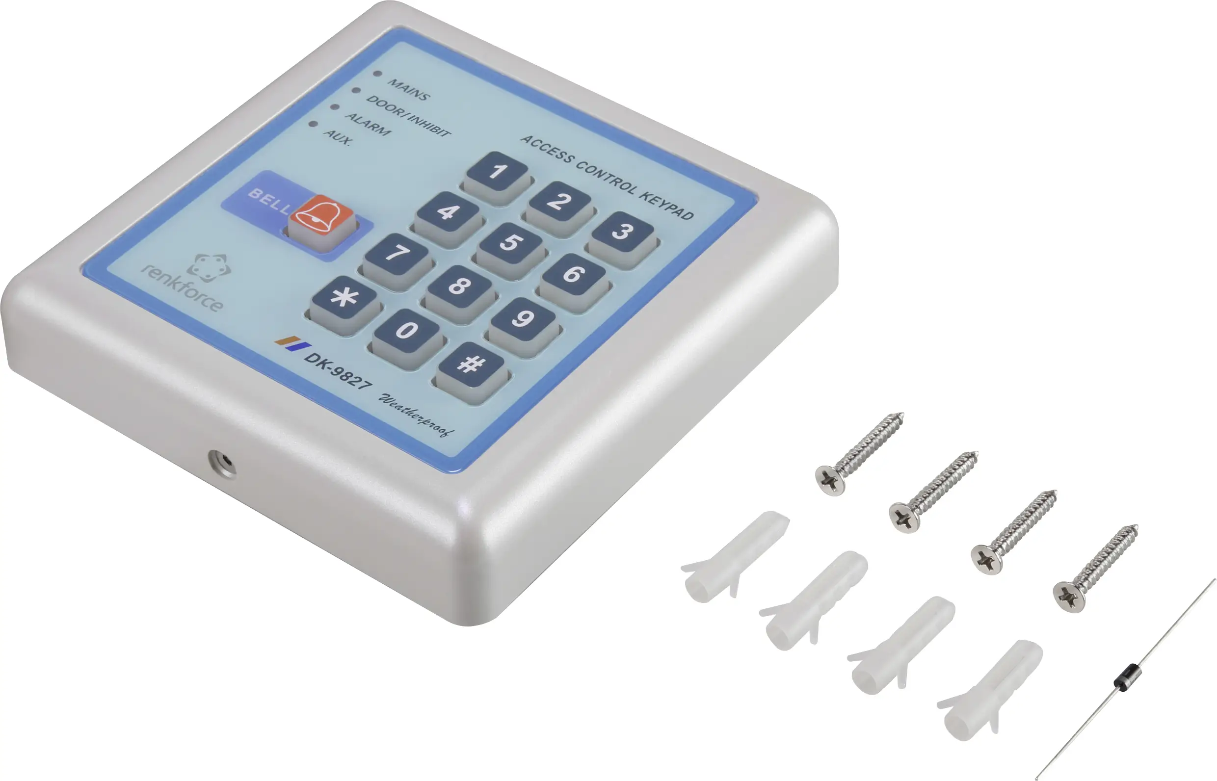 Цифровой кодовый замок Renkforce 1582598, 12 В, IP65, с подсветкой клавиатуры