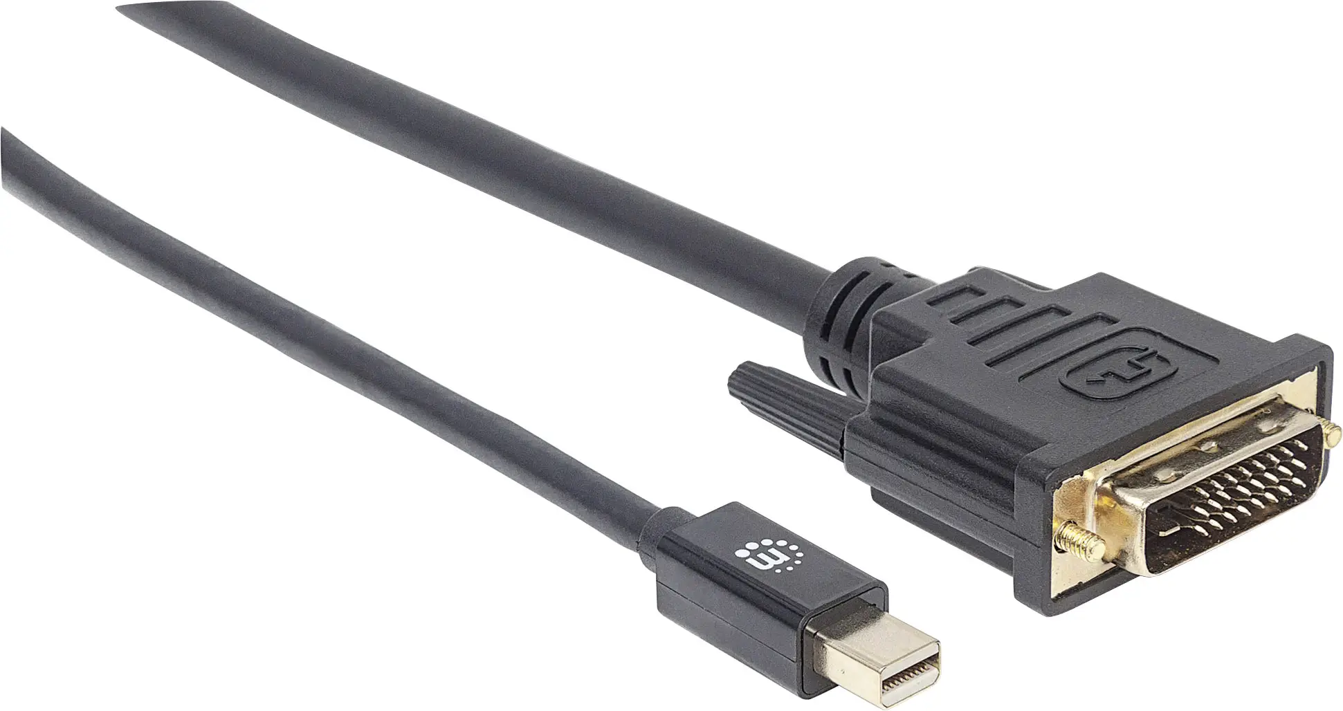Адаптер Manhattan Mini DisplayPort / DVI Mini DisplayPort, DVI-D 24+1pin. Роз'єм 1,80 м Чорний 152150 Фольга для екранування, круг