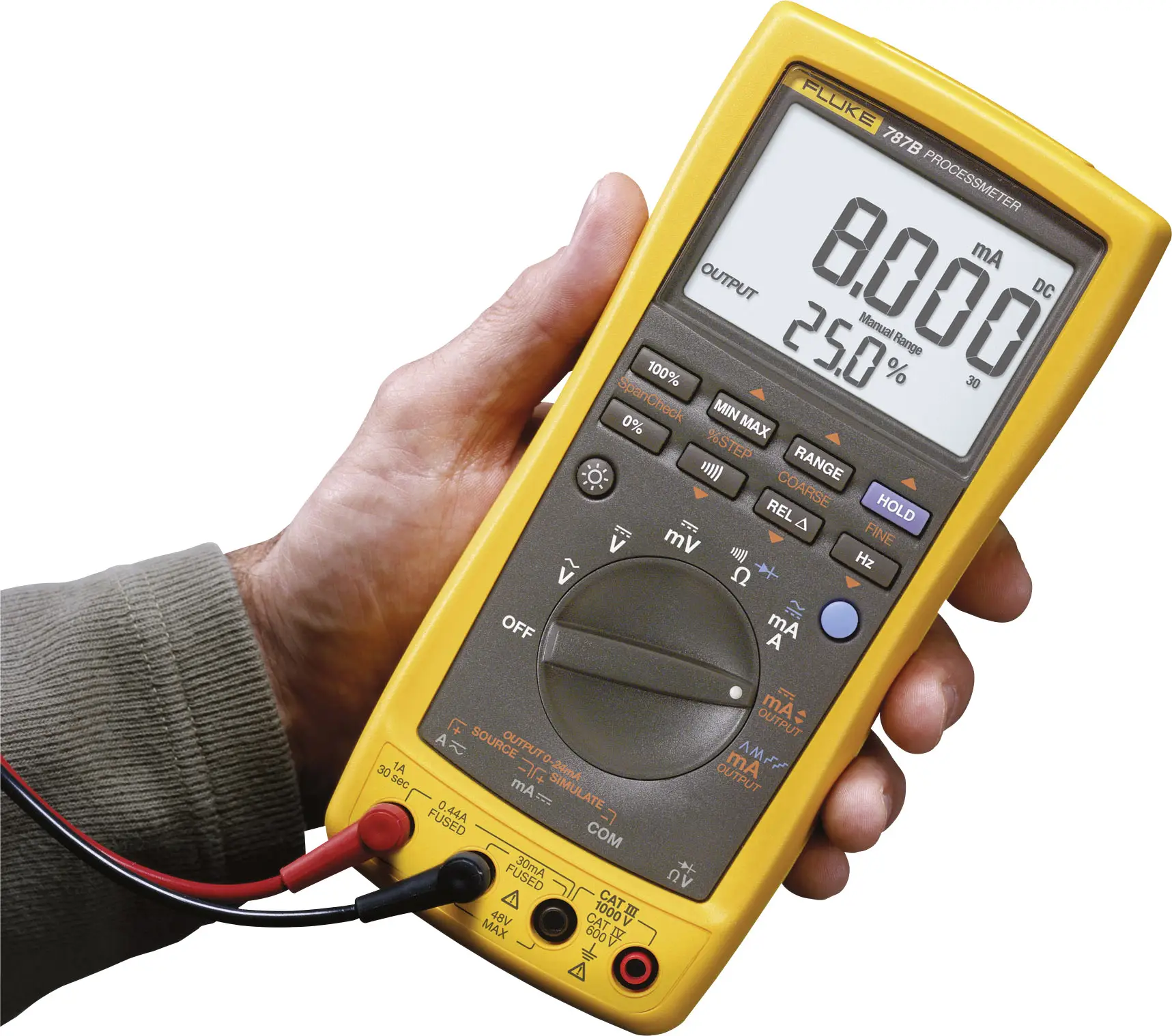 Цифровой мультиметр Fluke 787B, измерение технологического тока, категория III 1000 В, категория IV 600 В. Количество отсчетов на