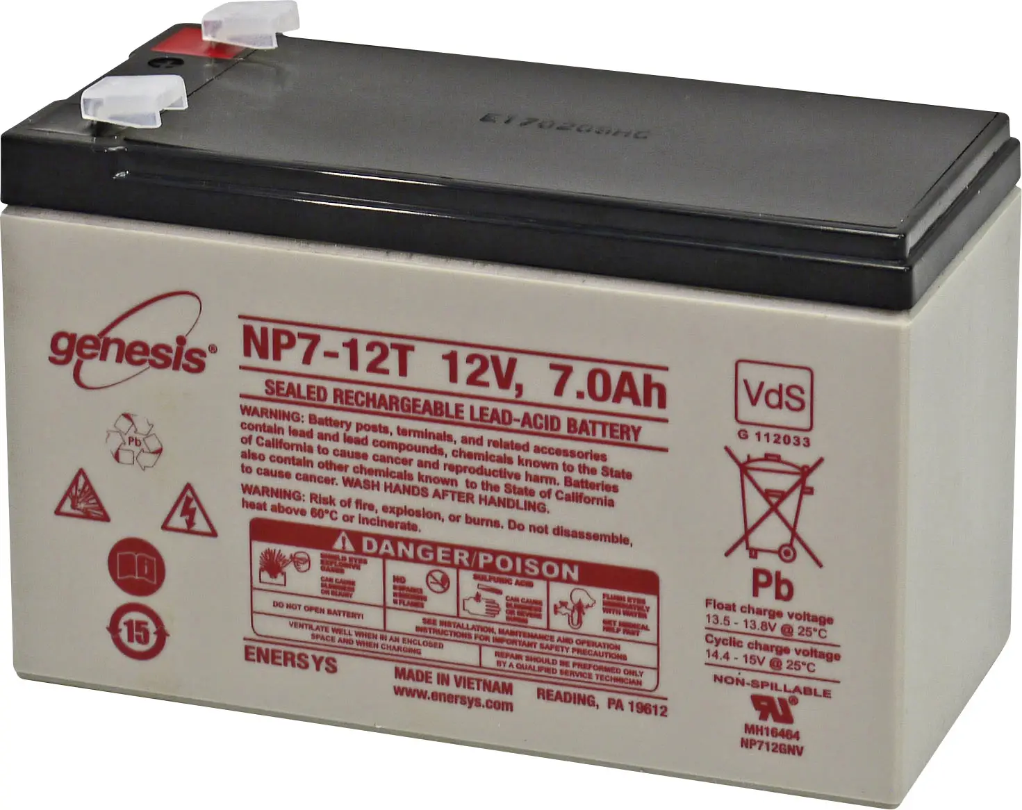 Свинцево-кислотний акумулятор EnerSys Genesis NP7-12-WT, AGM, 12 В, 7 Аг