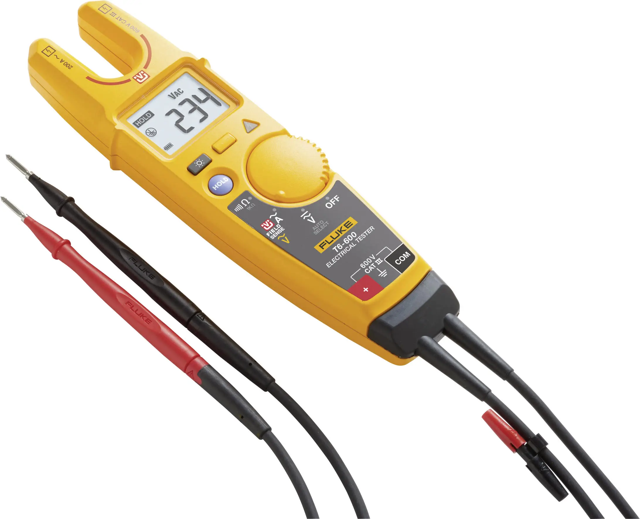 Мультиметр Fluke T6-600/EU, цифровий електричний тестер з підсвічуванням, CAT III 600 В, кількість відображаних чисел: 2000