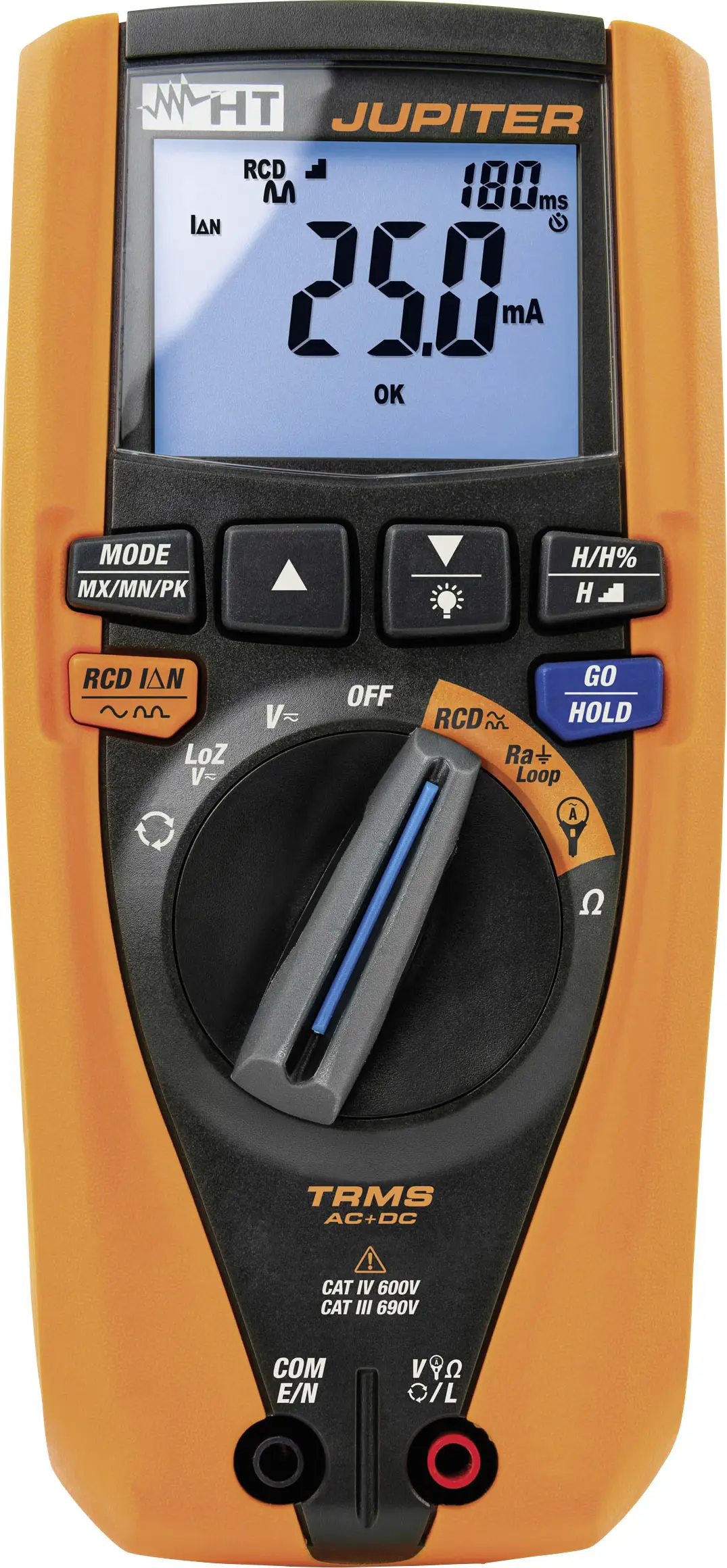 Мультиметр HT Instruments JUPITER, тестер ПЗВ, калібрування (ISO), цифровий LoZ, CAT IV 600 В, CAT III 690 В. Відображається в циф