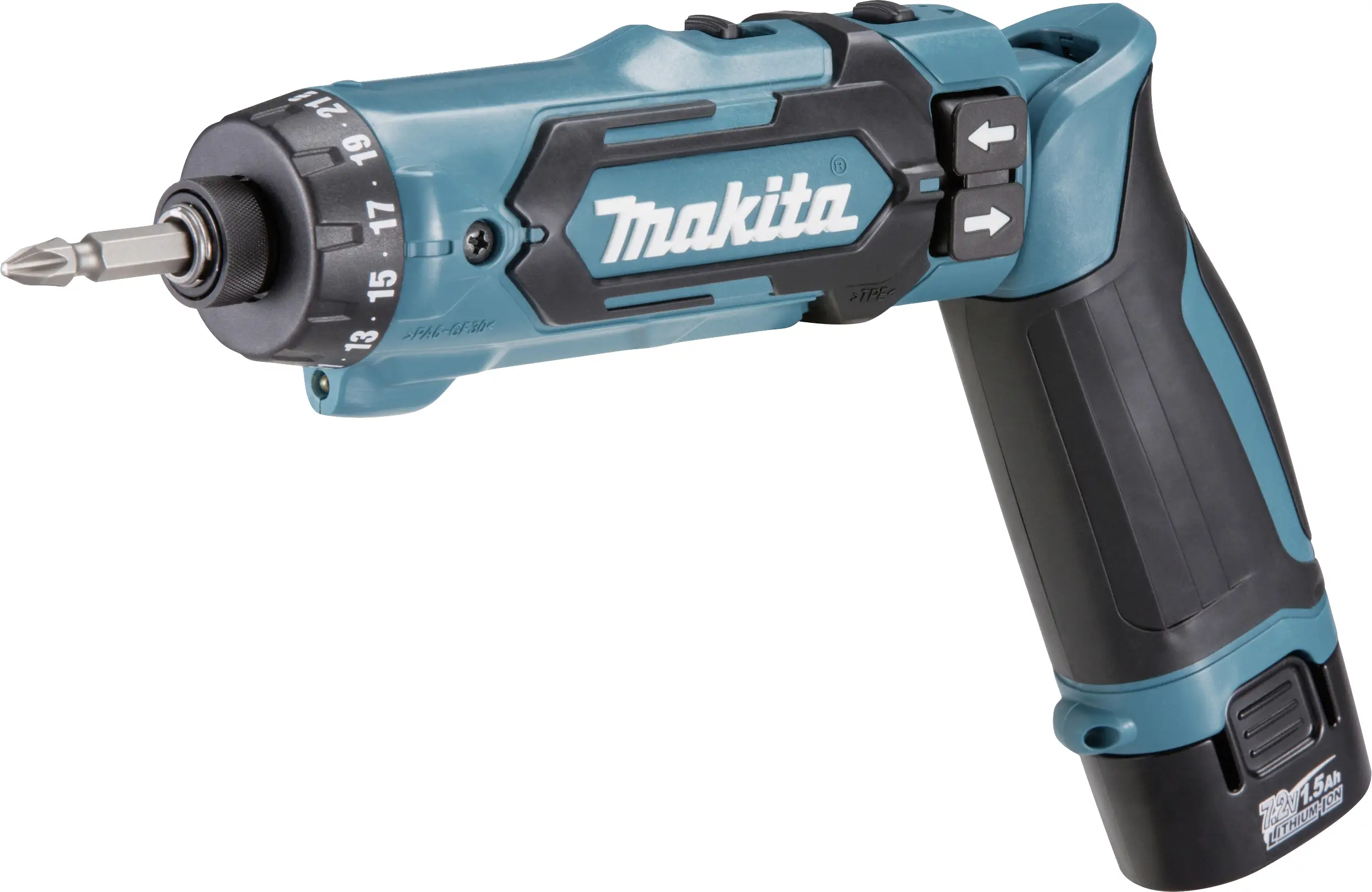 Аккумуляторная шарнирная отвертка Makita DF012DSE DF012DSE 7,2 В 1,5 А·ч в комплекте: 2 аккумулятора, зарядное устройство, кейс.