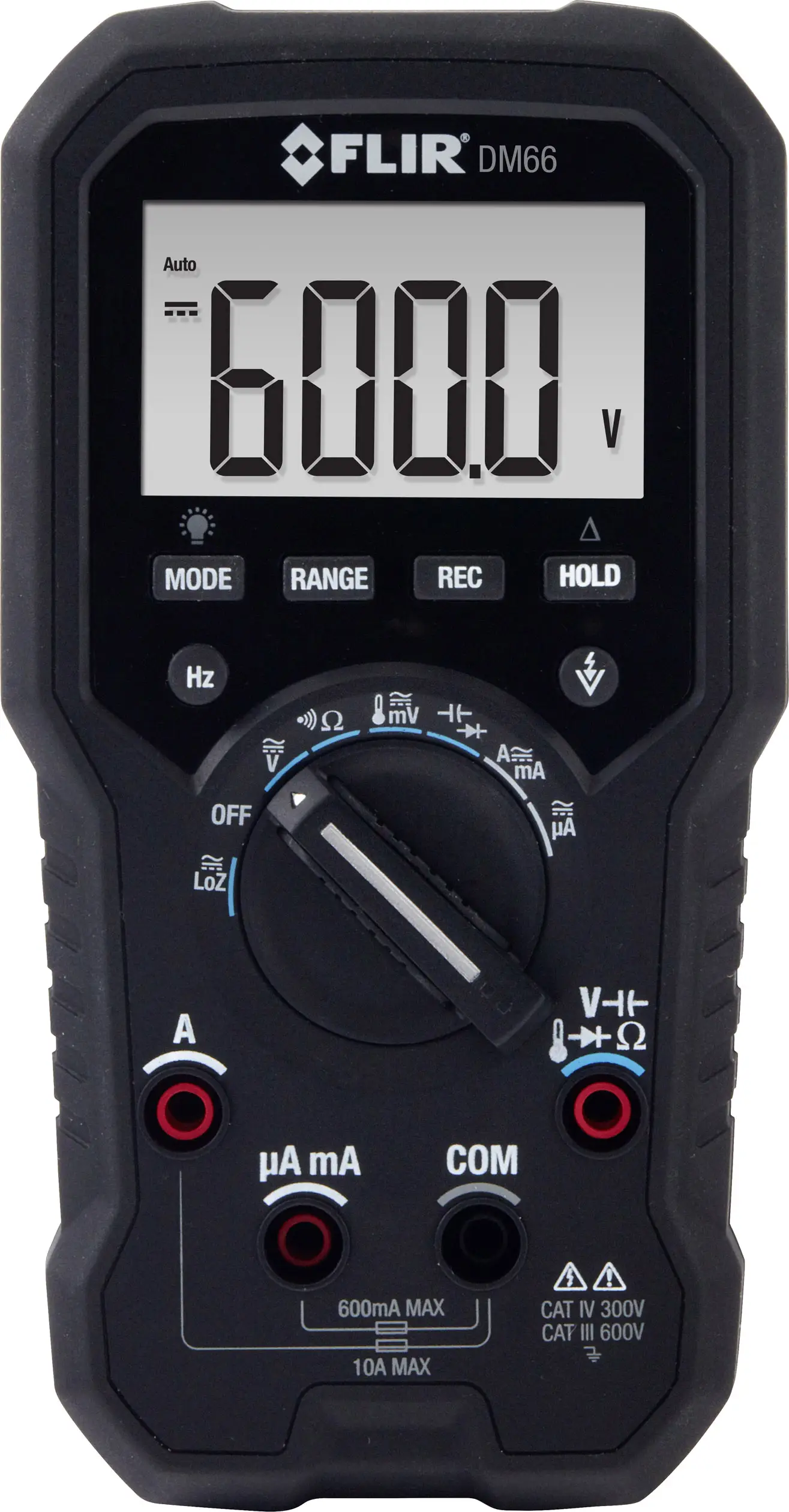Цифровой мультиметр FLIR DM66 LoZ, класс защиты CAT IV 300 В, класс защиты CAT III 600 В.