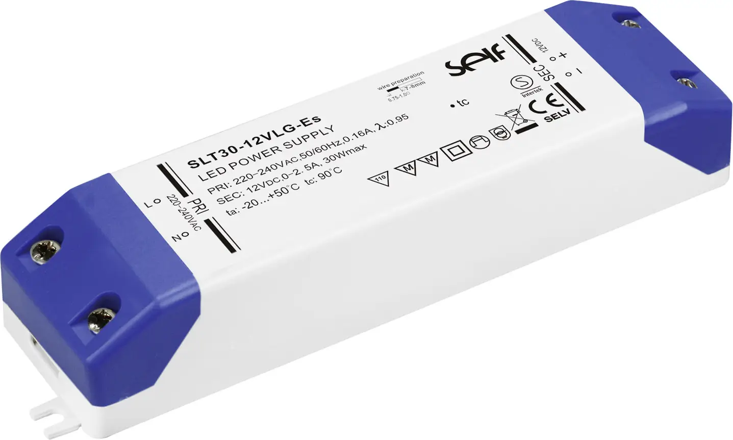 Драйвер для світлодіодів Self Electronics SLT30-24VLG-ES з постійною напругою 30 Вт 0 - 1,25 A 24,0 В/DC. Підходить для використан