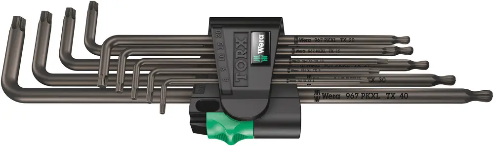 Набор внутренних L-образных ключей Wera 967/9 TX XL 1 TORX: T 8, T 9, T 10, T 15, T 20, T 25, T 27, T 30, T 40, 9 шт.