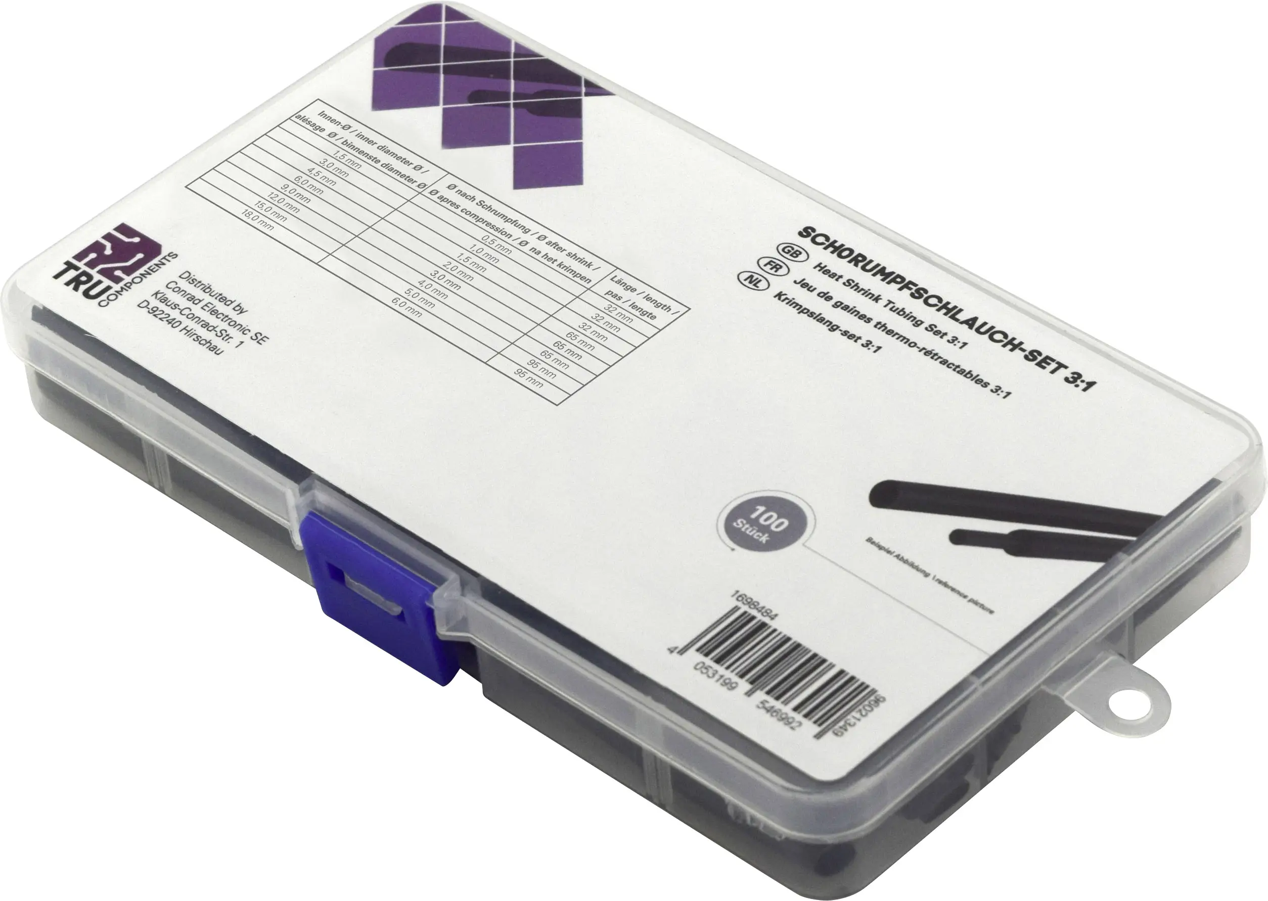 Комплект термоусадочних трубок TRU COMPONENTS TC-6793936 30S012, 3:1, 100 шт.