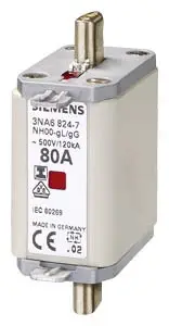 Запобіжник Siemens 3NA6832 з механічним індикатором стану. Сумісні запобіжники розміру 000 - 4. Розмір запобіжника = 0. 125 A 500