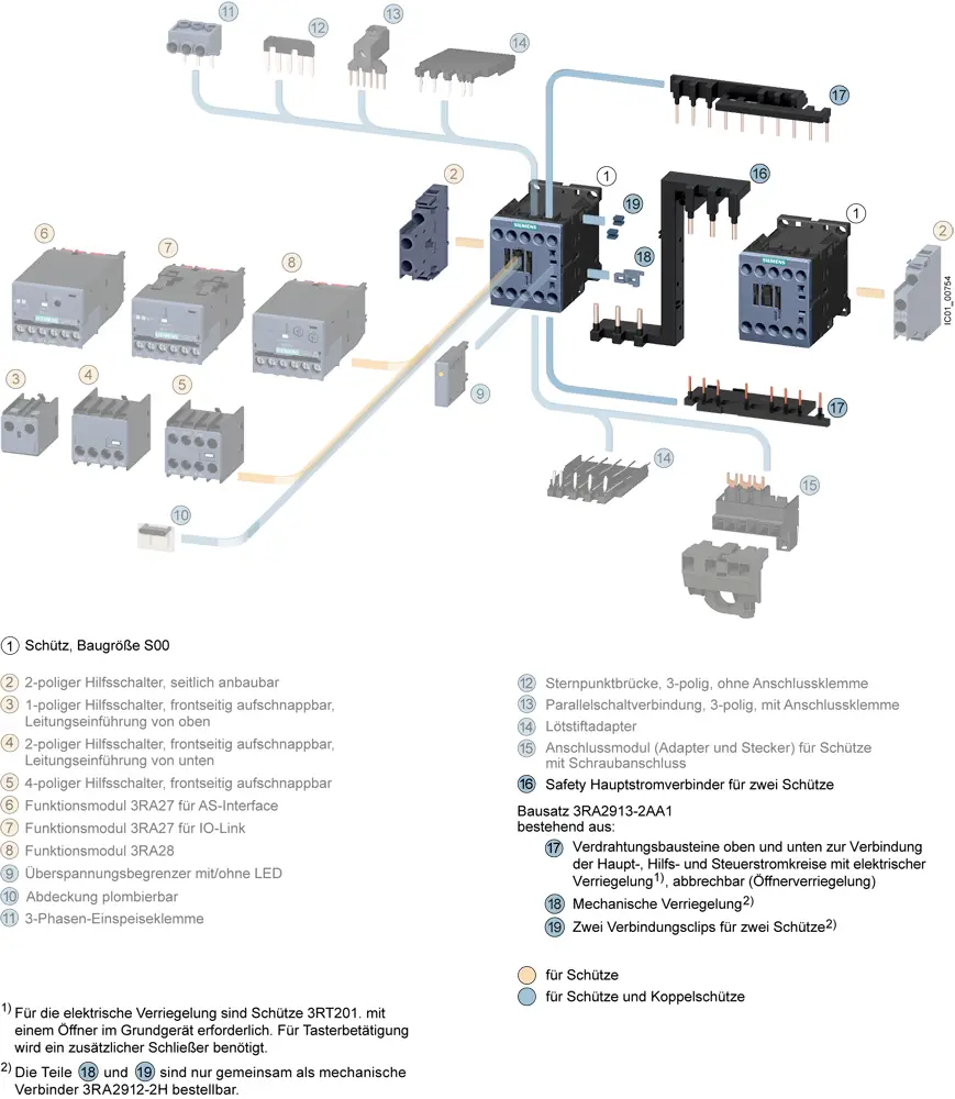 Модуль подключения Siemens 3RA2911-2AA00 (Ш x В x Г) 45 x 52,8 x 85,5 мм, 1 шт.