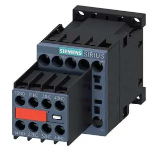 Контактор Siemens 3RT2015-1BB44-3MA0, 3 нормально разомкнутых контакта, 3 кВт, 690 В/переменного тока, вспомогательный контакт. По