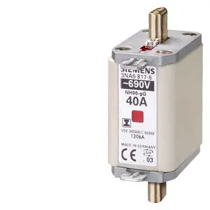 Предохранитель Siemens 3NA68246, совместимый с предохранителями типоразмеров 000-4. Типоразмер предохранителя: 0,80 А, 690 В, 3 шт