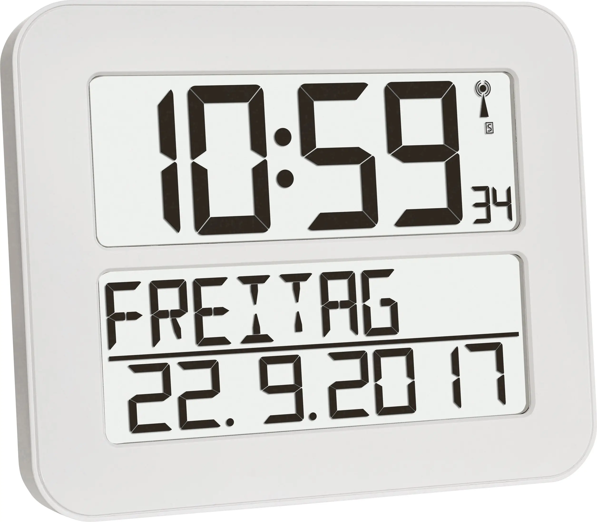 Настенные радиоуправляемые часы TFA Dostmann 60.4512.02, 25,8 см x 21,2 см x 3 см, белый, черный, большой дисплей.