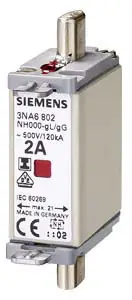Предохранитель Siemens 3NA6820, совместимый с предохранителями типоразмеров 000-4. Типоразмер предохранителя: 0,50 А, 500 В, 3 шт.