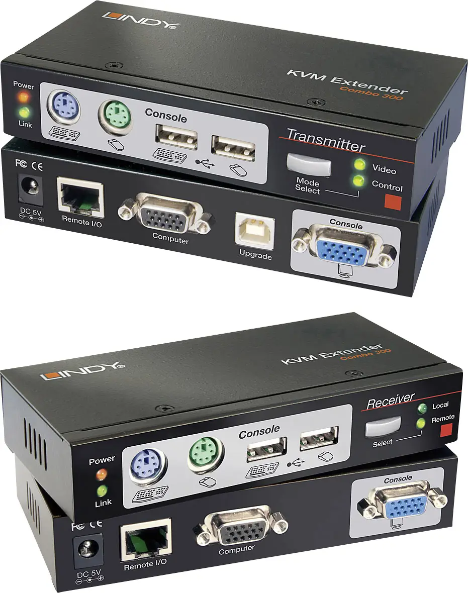 LINDY LINDY Комбінований KVM-подовжувач Cat.5 300 PS/2 KVM-подовжувач через мережевий кабель RJ45 300 м