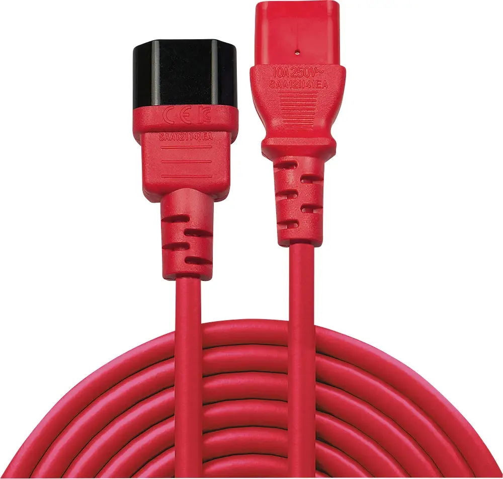 Подовжувач IEC LINDY LINDY 1м IEC Verlaengerung, rot 30477, 1,00 м, 1 шт.